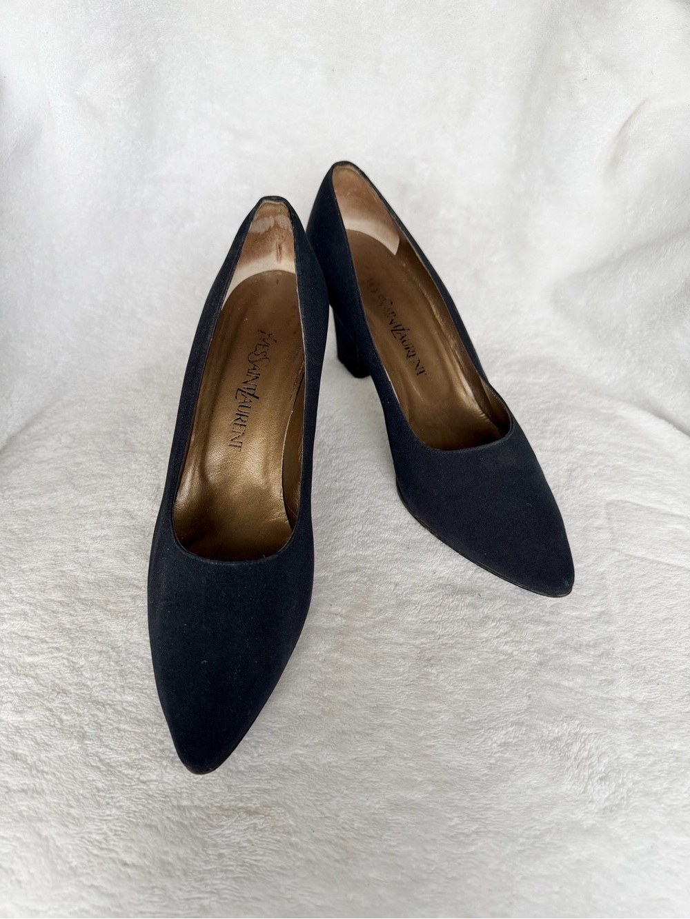Yves Saint Laurent Black Suede Pointed Toe Pumps